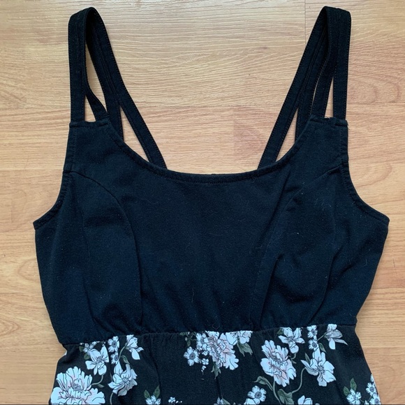 Warehouseone Black Floral Knee Length Dress - Picture 3 of 4